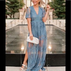 Blue Lace Maxi Romper